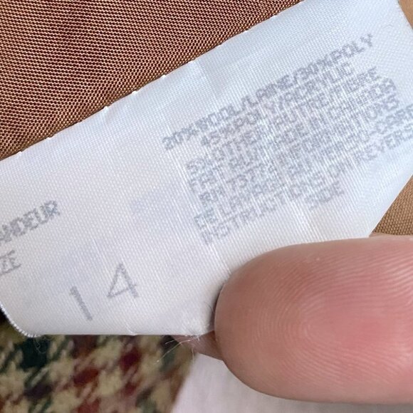 Vintage Traditions tan burgundy houndstooth blazer 14. - Picture 7 of 13